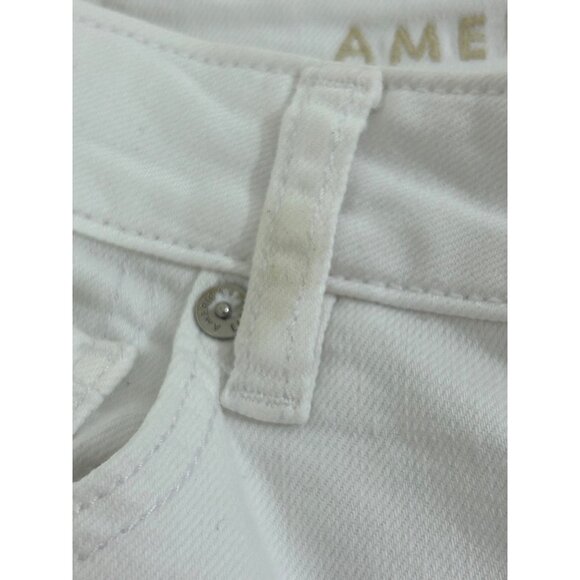 American Eagle Women’s White Jeans 8 Regular Ankle Tapered Stretch Mom Jean Logo - Picture 8 of 16
